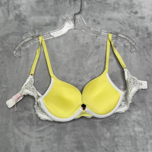 Victorias Secret Bra Womens 34B Dream Angels Push Up Lace Rhinestone Yellow - Picture 5 of 9